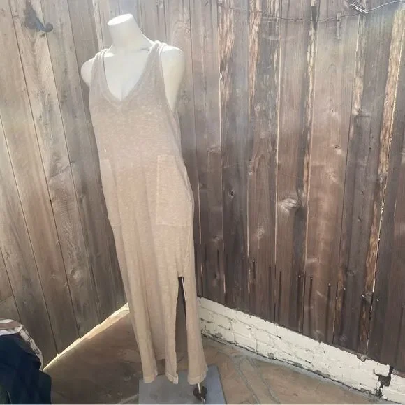 FREE PEOPLE Beach Maxi Dress Sleeveless V Neck Side Slits size medium - Picture 2 of 9